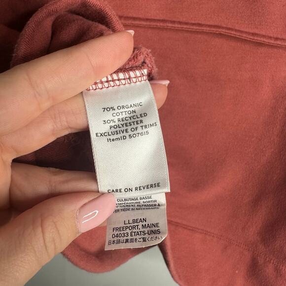 L.L Bean Signature Women's Pink 1/4 Zip Pullover Pouch Pocket detail Size M - Picture 6 of 8